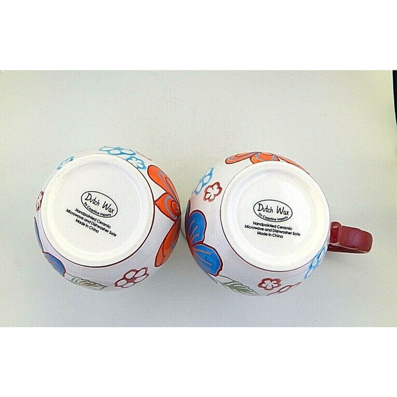 Dutch Wax Vibrant Floral Sugar Bowl and Creamer by Coastline Imports Red Accents - Picture 9 of 9